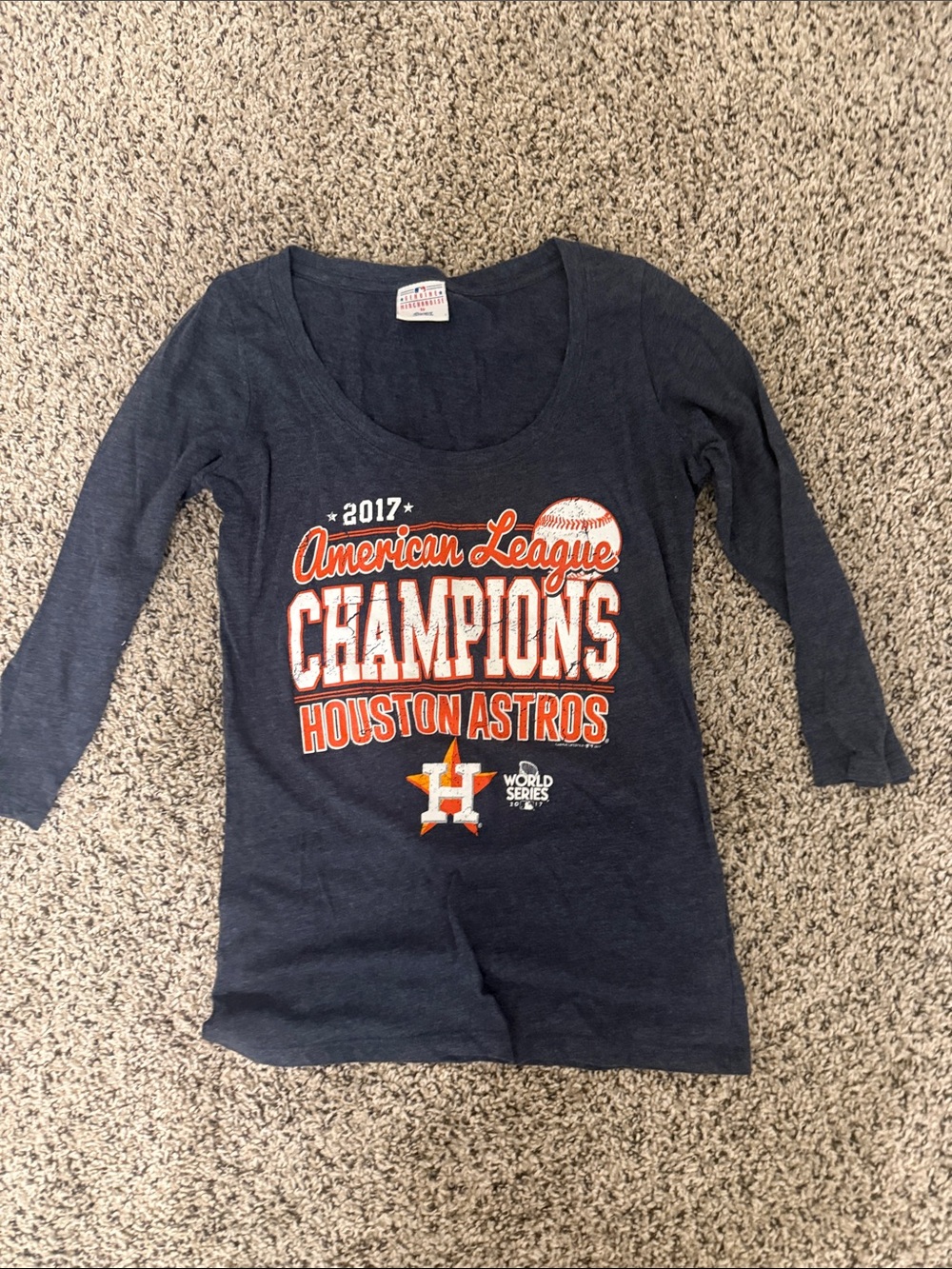 Houston Astros Women's Navy Long-Sleeve Champions Tee